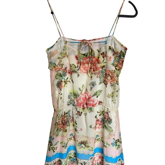 Farm Rio Beige Floral Maxi Dress Spaghetti Straps Racerback Cream Pink Size XS - Picture 9 of 14